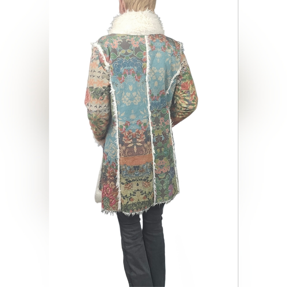 🎁HOLIDAY SPECIAL🎁JOHNNY WAS Sherpa Biya Floral Tapestry Faux Fur Lined Coat - Picture 6 of 16